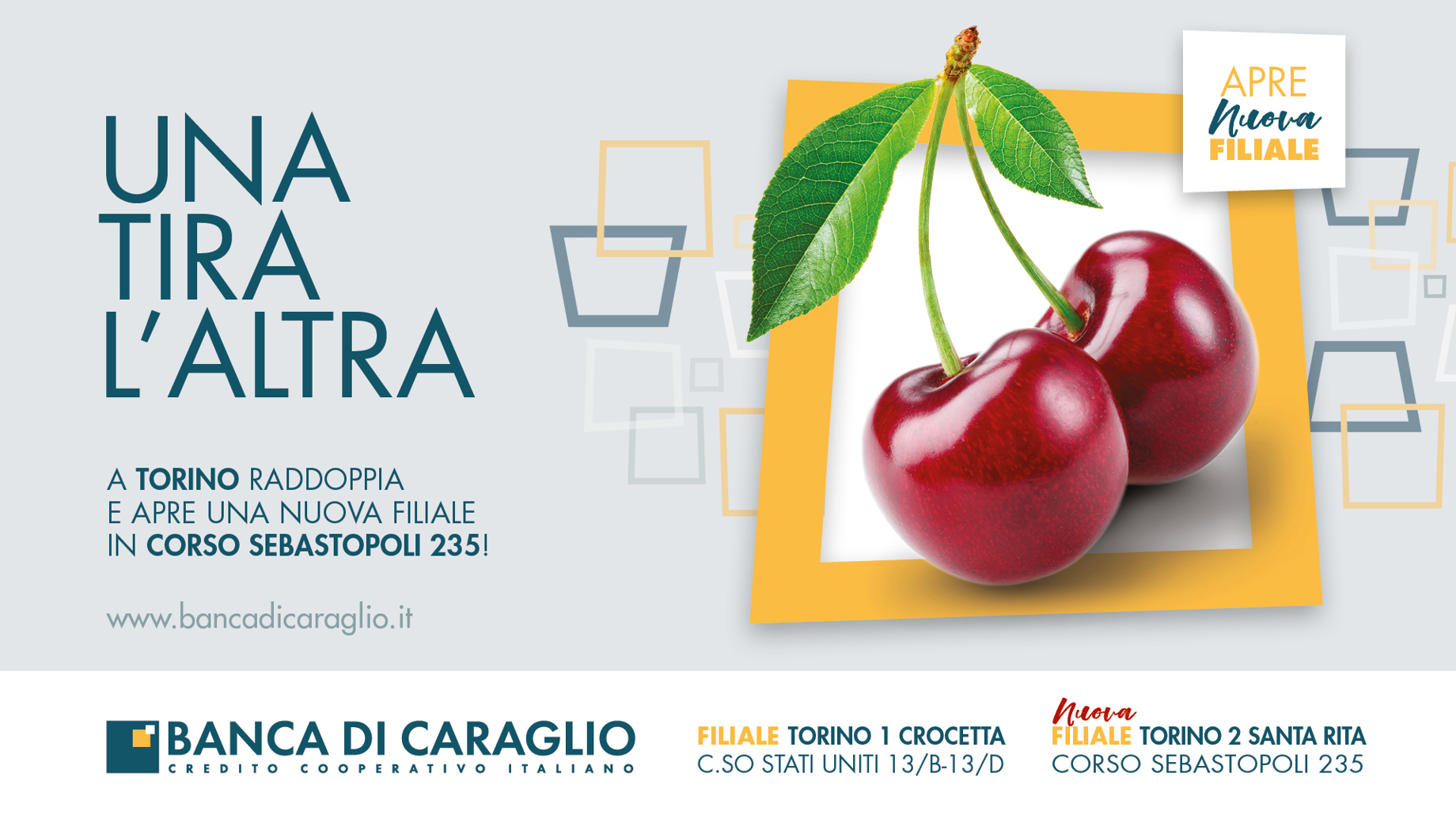 Da lunedì 19 luglio 2021 la Banca di Caraglio raddoppia a Torino con una nuova filiale in Corso Sebastopoli 235!